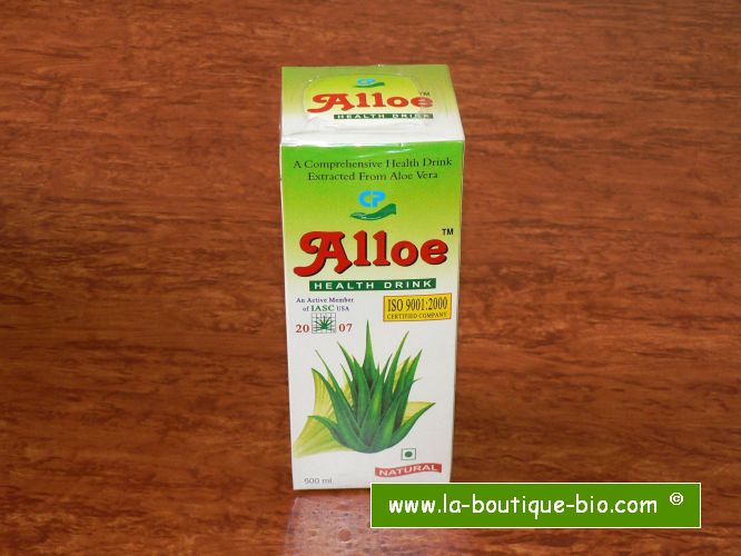 <b>JUS D'ALOE VERA BIO</b><br>Aloe Barbadensis - ALLOE<br>VAI - CULTURE BIO<br>Flacon de 500 ml